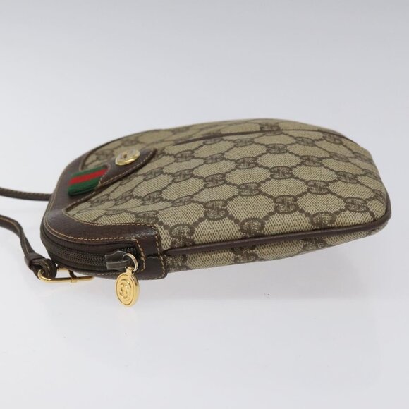 GUCCI GG Supreme Web Sherry Line Bag PVC Beige Gold Red 904 02 047 Auth 114872 - Picture 4 of 16